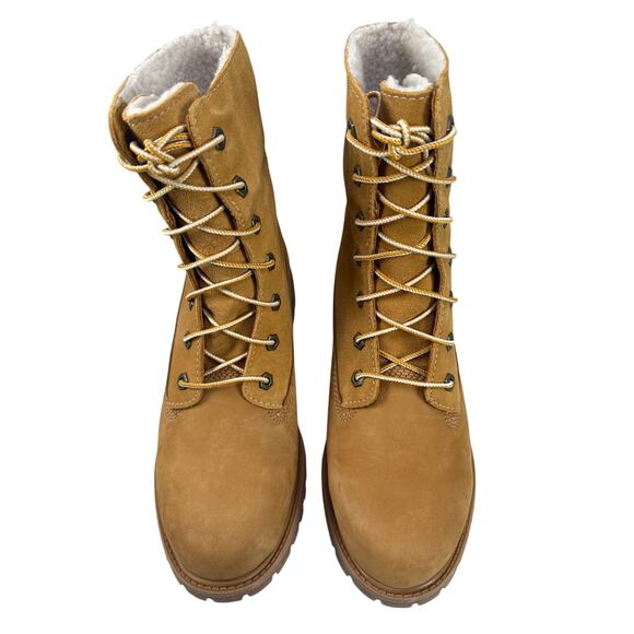 Timberland Roll Top Boots Womens 10 M Wheat Nubuck Warm Lined Teddy Fleece WP - Picture 5 of 11
